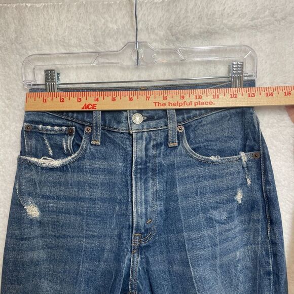 Abercrombie & Fitch High Rise Mom Jean Distressed Size 25 Regular Medium Wash - Picture 4 of 11